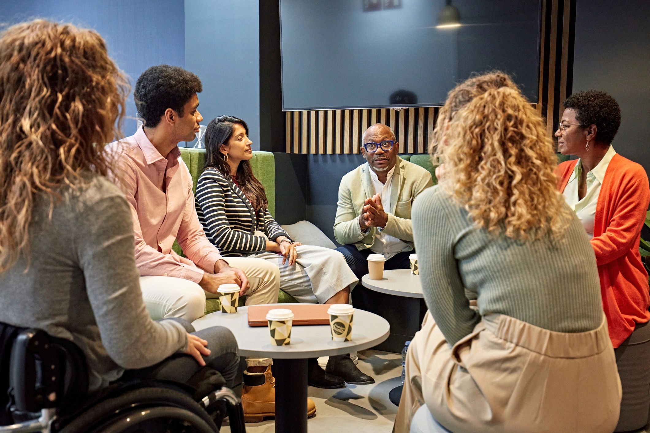 Diverse team in a collaborative discussion